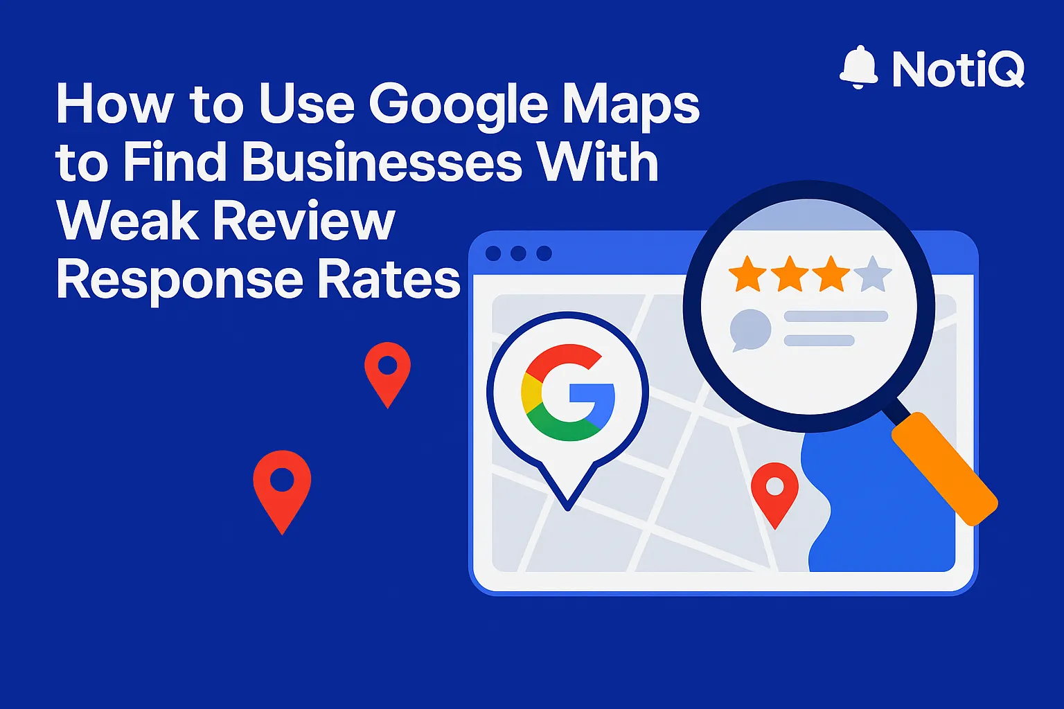 A user navigating Google Maps, highlighting businesses with low review responses for prospecting opportunities.