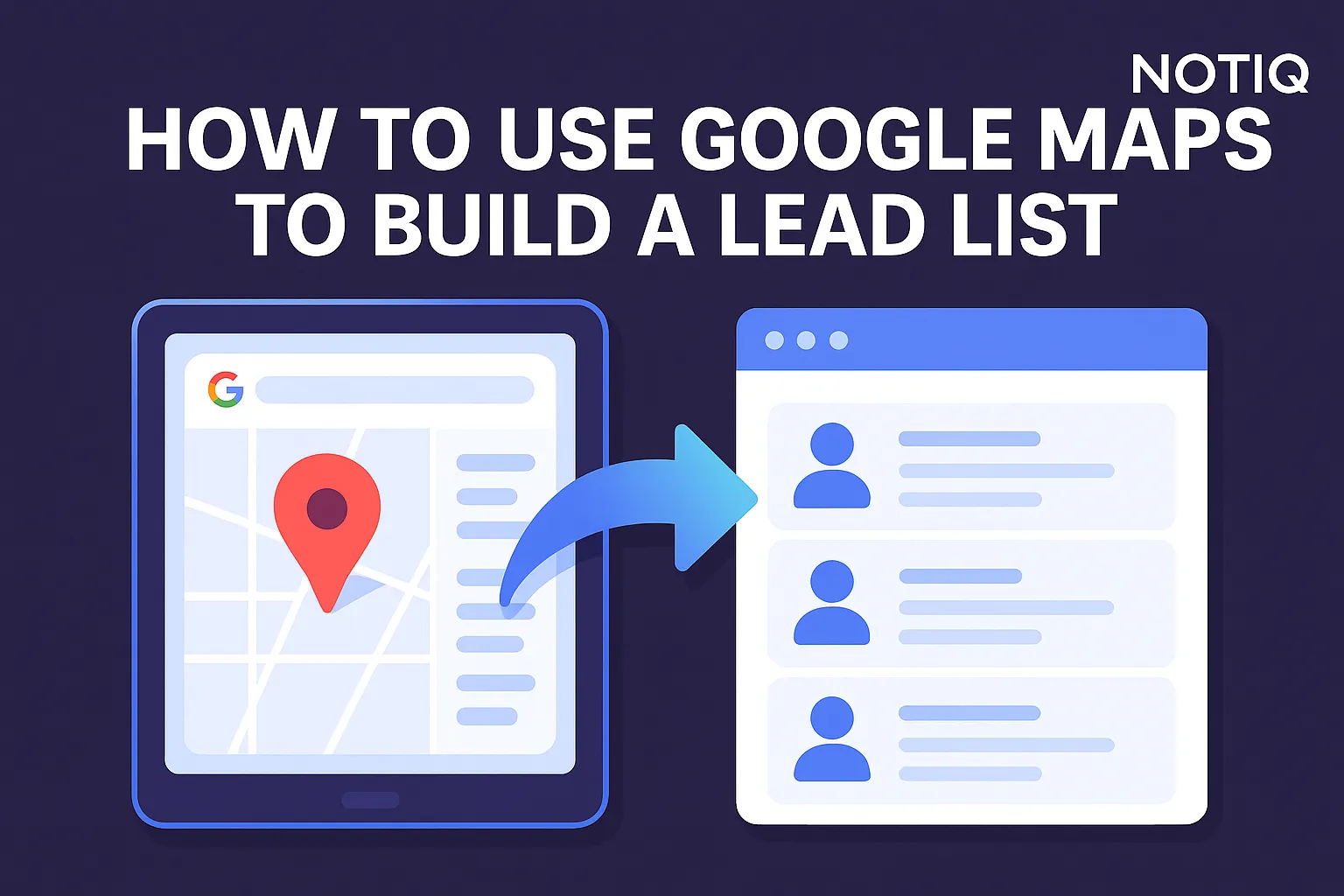 A person using Google Maps on a laptop, with lead lists and marketing tools visible on the screen.